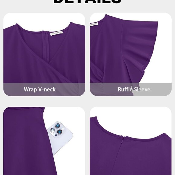 Women Plus Size Dresses for Wedding Guest - Cocktail Semi Formal A-Line Midi Dre - Picture 5 of 5